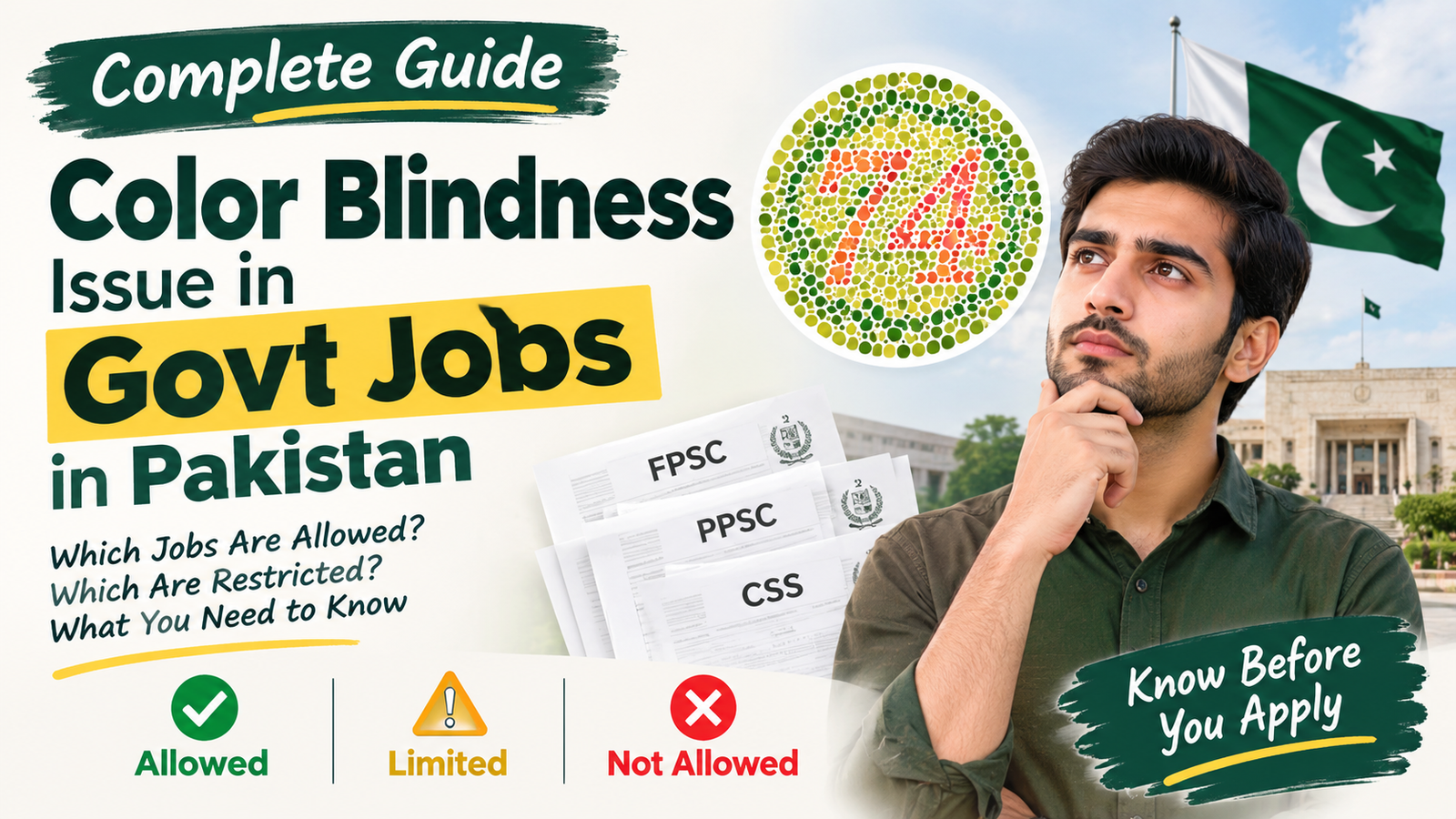 Color Blindness Issue in Govt Jobs in Pakistan